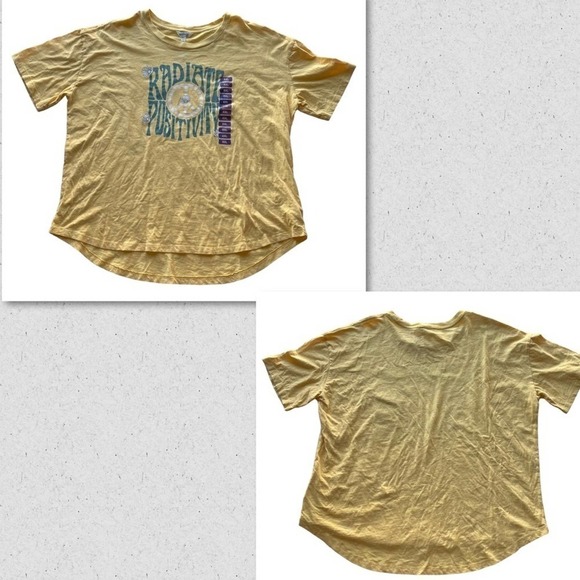 Wildfox Statement Graphic Tee Shirt Mellow Yellow XXL Radiate Positivity Peace - Picture 7 of 7